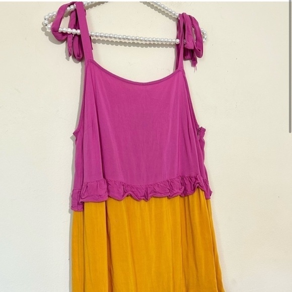 Ivy Street Color Block Ruffle Tiered Tie Strap Maxi Dress SIZE 1X - Picture 3 of 7